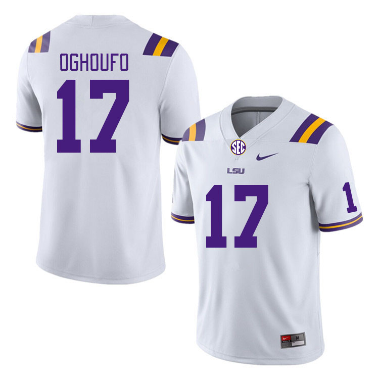 Men #17 Ovie Oghoufo LSU Tigers College Football Jerseys Stitched-White - Click Image to Close